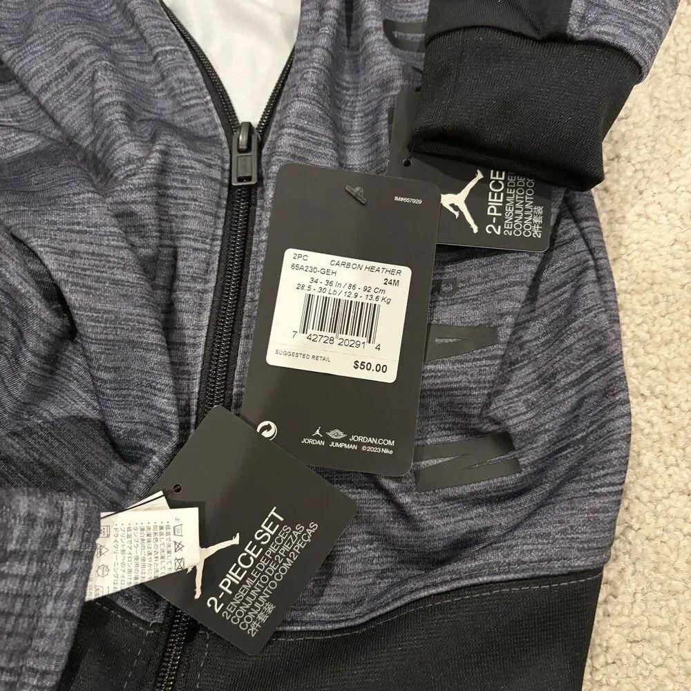 NWT Jordan Boys Toddler Full Zip Jacket Jogger Pants Tracksuit Set 24 Months